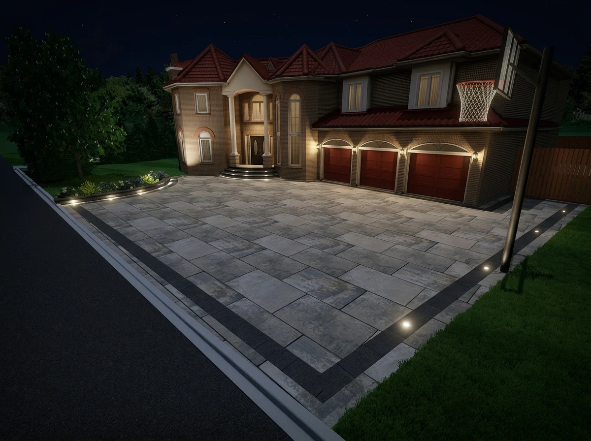 Driveway under lighting